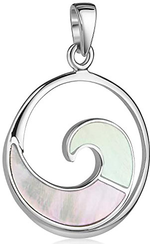 Materia Welle Anhänger Silber 925 - Damen Kettenanhänger mit Perlmutt KA-508-Ohne Kette