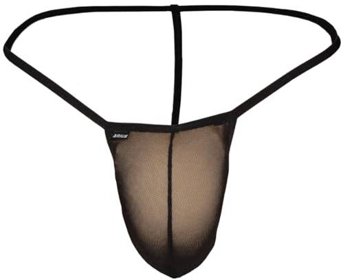 ARIUS Tanga Hombre Sexy con Transparencia Color Negro - Ropa Interior Hombre Sexy - Ropa Sexy Hombre - Lenceria Sexy Hombre - Calzoncillos Sexy Hombre - Tanga de Hilo Dental (L)