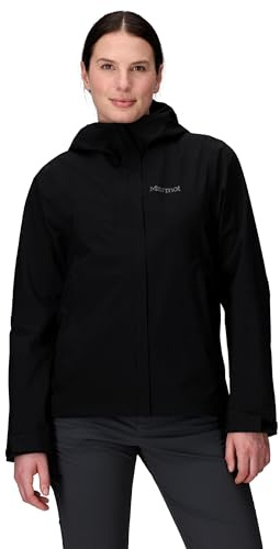 Marmot Kvinnor Precip Eco Pro Jacket, Vattentät Jacka, Lätt Regnjacka Med Huva, Vindtät Regnrock, Andningsbar Vindjacka, Perfekt För Löpning Och Vandring, Black, L