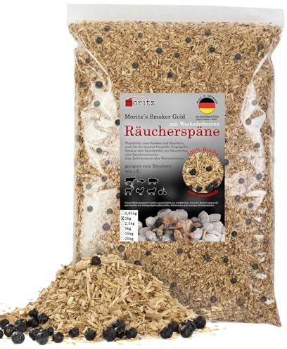 Moritz 1 kg de copeaux de fumage en hêtre avec genévrier fin 0,75-2 mm I Fumoir à froid de poisson, viande, saucisse, fromage, légumes, également pour barbecue, barbecue, farine de fumage