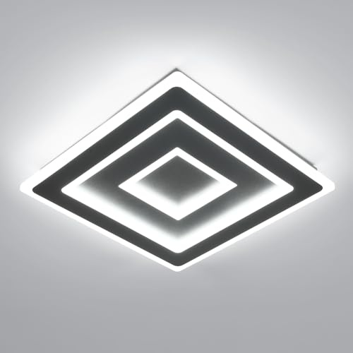 Comely Plafón LED Cuadrado Negro 40 cm – Luz Blanca 6500 K, Lámpara de Techo Moderna para Salón, Dormitorio y Pasillo
