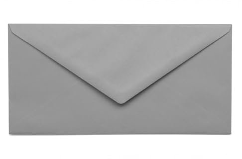 Kuvertwelt Briefumschläge DIN C6 (220x110mm) - Nassklebend - Hochwertige Umschläge in verschiedenen Stückzahlen 25 Stück Briefumschläge DIN Lang nassklebend Grau