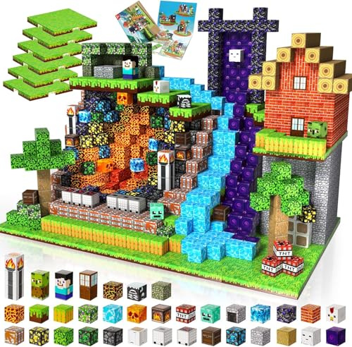 200PCS Magnetic Building Blocks with 6 Baseplate, Magnetic Blocks Cubes for Kids Ages 4-8, Stacking Magnet Blocks STEM Building Toys for Boys Girls Ages 3 4 5 6 7 8-12 Christmas Birthday Gifts