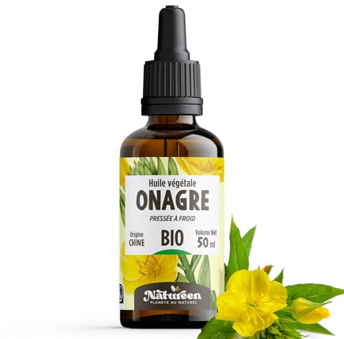 Huile d'ONAGRE Bio 50 ml - Natureen | Planète au Naturel - Pure, Naturelle et Pressée à froid - Cheveux, Peau, Ongles