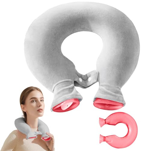 Bolsa de agua caliente para el cuello, bolsa de calor para cuello con funda de forro polar, cinturón para botellas de agua caliente, bolsa de agua caliente, grande, cojín cervical para cuello, hombros