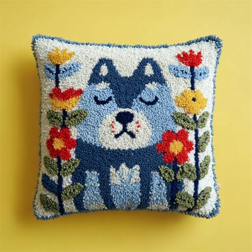 Juego de cojines de nudos, funda de almohada para manualidades y proyectos de punto de cruz, 43 x 43 cm, manualidades y decoración del hogar, incluye instrucciones para cojines y alfombras, diseño de