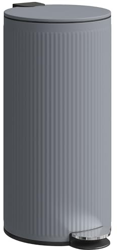 HOMCOM Mülleimer 30 L Treteimer mit Softclose-Deckel und Pedal, Abfallsammler mit abnehmbarem Inneneimer, Abfalleimer, Metall, Dunkelgrau, 36 x 30 x 60,5 cm