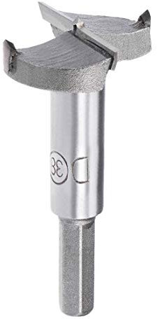 Sourcingmap Forstner Drill Bits 38mm, Tungsten Carbide Wood Hole Saw Auger Opener, Woodworking Hinge Hole Drilling Boring Bit Cutter (Gray)