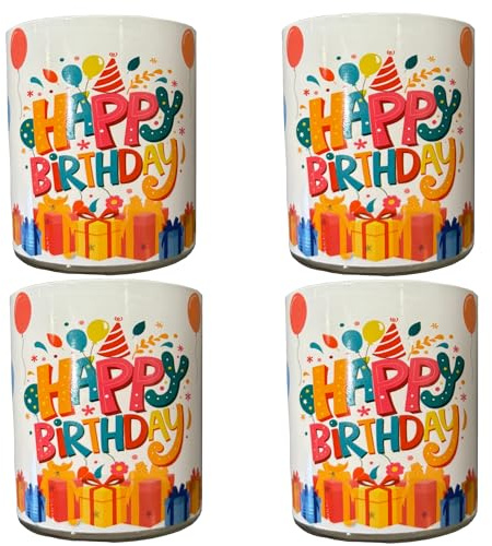 Smart Planet® - Juego de 4 Velas de cumpleaños con Texto Happy Birthday, diseño con Texto Happy Birthday