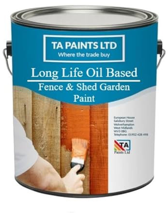 TA Paints Quick Drying Fence and Shed Paint - Multi-Purpose Paint Perfect for Outdoor Use - Ideal for Fences, Decking, Timber, Stone & Brick (5 litres, BS 285, Matt NATO Green)