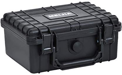MEIJIA Portable Waterproof Protective Hard Case,Compact Camera Case with Customizable Fit Foam,Elegant Black,Fit for Drones,Camera,Lens, 9.17inchx7.56inchx4.33inch