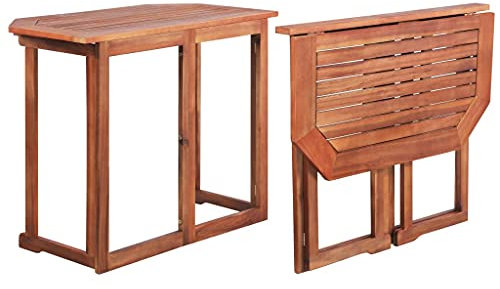 Susany Balkontisch Garten-Esstisch Outdoor Esszimmertisch Klappbar Gartentisch Holz Tisch Bistrotisch Massives Akazienholz Braun 90 x 50 x 75 cm