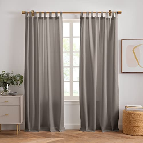 Elrene Home Fashions Rhodes Solid Indoor/Outdoor Window-Curtain Set, 2 Panels, 52 inches X 84 inches, Gray
