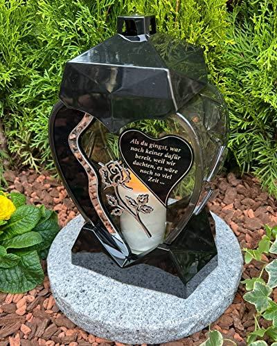 Grablampe Laterne Herz Form mit Spruch Als du gingst, war noch keiner dafür bereit..., 28 cm H. NEU - Grablampe Kerze Grabkerze Grabdekoration, Grablicht ohne Sockel und ohne Deko.