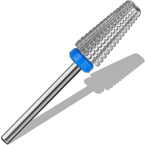 Vnjaoi 5 in 1 Punte per unghie 3/32 Carburo Tungsteno Punte adatte per Manicure Pedicure Cuticole Gel Lucidatura Rapida rimozione di Acrilico o Gel duro Punte per Tecnici (Medio - M, Argento)