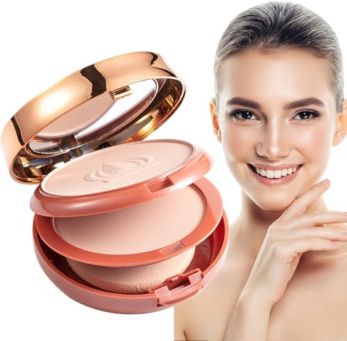 Fondotinta in polvere lunga tenuta - Polvere minerale fissante per trucco doppio strato,Cipria compatta con finitura leggera, fondotinta coprente lunga tenuta, polvere minerale con Yunfang