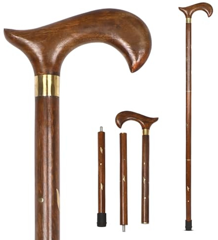 KSJONE Canne de Marche Pliable en Bois Naturel fabriquée à la Main pour Homme ou Femme, 91,4 cm