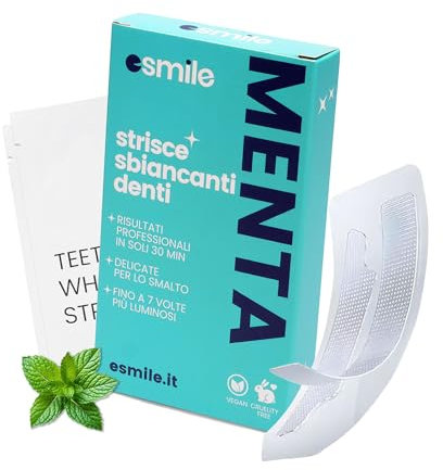 ESMILE Strisce Sbiancanti Denti, Trattamento Professionale a Casa, Sbiancante Denti Rapido e Sicuro, 14 Strisce Ideali per la tua Igiene Orale