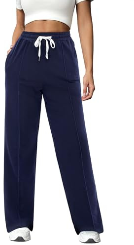 Crewhpo Pantaloni Sportivi Donna Cotone Gamba Dritta con Tasche Casual