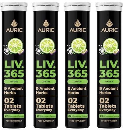 Auric Liver Detox effervescent 80 Tablets Supports Overall Wellbeing and Normal Body Functions | Made with Premium Herbal extracts | Drop - Fizz - Drink