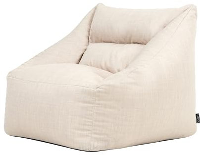 Icon Natalia Sitzsack Sessel für Erwachsene, Beige, Stoff für Drinnen und Draußen, Riesen Sitzsack mit Füllung, Bequemer Sessel, Garten, Terrasse, Lounge, Wohnzimmer Möbel