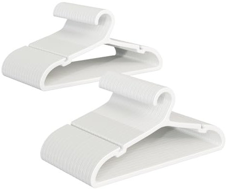 ABHENG 100 Stück Kleiderbügel Kunststoff, Rutschfester Bügel mit U-förmiger Öffnung, Platzsparender Kleiderbügel, für Mäntel, Kleider, Hemden, 41,7 x 0,4 x 21 cm, Weiß, APY05100W