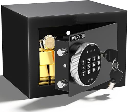 WASJOYE Mini Safe Tresor MöBeltresor Klein,Mini Tresor mit Schlüssel,Tresor Kinder mit Zahlenschloss,Elektronisch kleiner Tresor für Zuhause für Zuhause Ausweise Geld Wertsachen Bargeld 6.6L