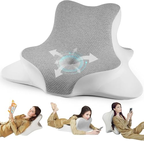 Livoni Reading Pillow for Bed, Lying, Leaning and Prone, Wedge Pillow | Ergonomic Memory Foam, Pillow for Headboard, Chin & Back Support on Bedrest Couch Floor with Cooling Breathable Pillowcase