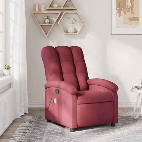 Owoxanthellate Fauteuil de massage, bordeaux, 70 x 93 x 101 cm, fonction vibration, fonction allongée, fauteuil TV / fauteuil de relaxation avec poche latérale