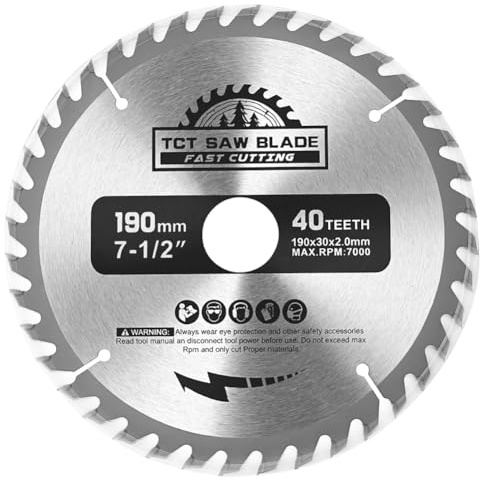 Flintronic 1PC Hoja de Sierra Circular para Madera, Hoja de Sierra Circular 190 x 30 mm 40 Dientes, Ho-ja de Sier-ra Circul-ar de Corte Fino, para Madera, Paneles de Yeso, Laminado, Plástico