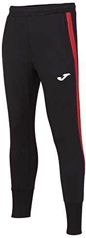 Joma Hombre Pantalón Deportivo, Negro-Rojo, XL