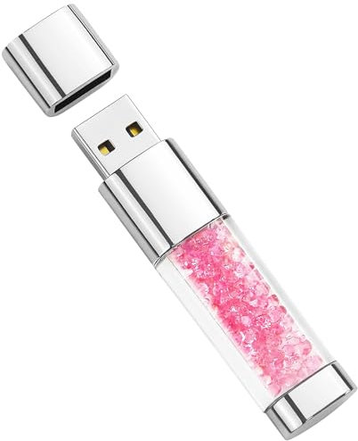 Clé USB 32 Go Cristal Rose Mignon Mémoire Stick USB 2.0 Flash Drive pour Stockage de Données Externe