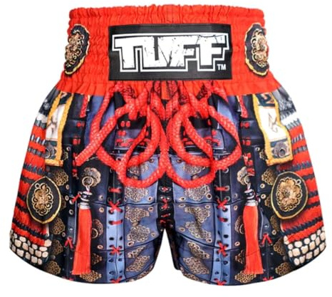Tuff Sport Muay Thai - Pantalones Cortos de Boxeo, Estilo Tradicional, Artes Marciales Mixtas, Kickboxing, Tuf-ms657-rojo, Medium