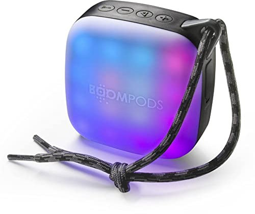 Boompods Rhythm Tide Portable Bluetooth Speaker - Bluetooth Party Speaker with LED Light Show, Made from Ocean Bound Plastics, IPX7 Waterproof Design & 5Hr Battery, Selfie Button Feature