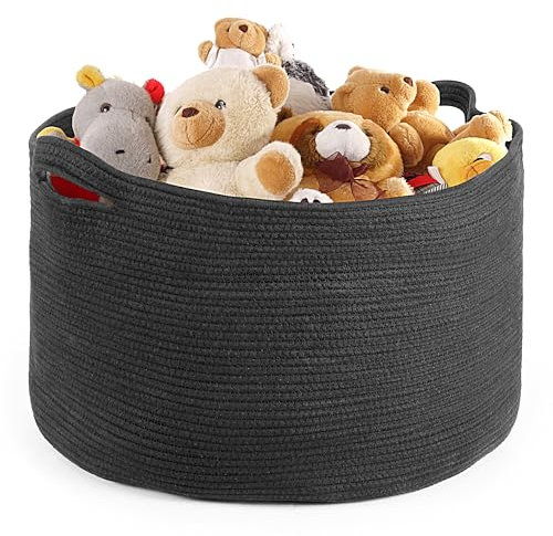 Winter Shore Extra Large Wäschekorb Geflochten mit Griff - Korb für Decken, Babyspielzeug, Kinderzimmer-Deko, Handtücher Aufbewahrung - Aufbewahrungskorb Groß für Wohn- & Schlafzimmer - 60 x 35 cm