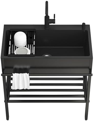 Lavatrice da cucina, vasca singola, lavandini commerciali in acciaio inox con rubinetteria, autoportante, preparazione, lavandini per interni ed esterni, lavanderia, lavandini multiuso