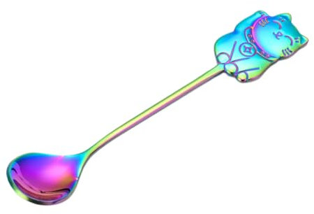 MAGICLULU Stainless Steel Lucky Cat Coffee Spoon Dessert Spoon for Kitchen Creative Stirring Use Cat Theme