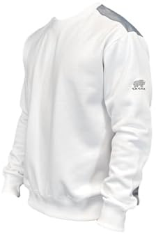 Sweat de Travail à Col Rond - Vetement de Travail avec Bandes Renforcées - Sweatshirt Peintres - Pull de Travail Blanc (FR/ES, Alpha/Lettres, TG, Taille Normale, Taille Normale, Blanc)