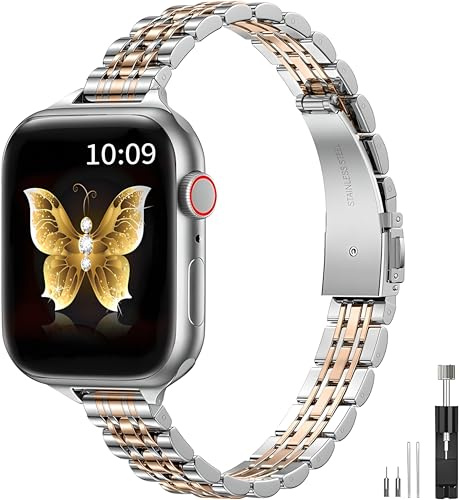 Originalt Smalt Metallarmband Kompatibelt med Apple Watch Armband 38mm 40mm 41mm 44mm 45mm 46mm 49mm, Mode Armband i Rostfritt Stål för Kvinnor Män för iWatch Ultra SE, Serier 10 9 8 7 6 5 4 3 2 1