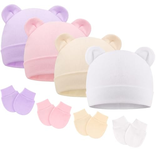 DRESHOW Gorro y Guantes para Bebé Recién Nacido - Beanie Sombrero para Niños