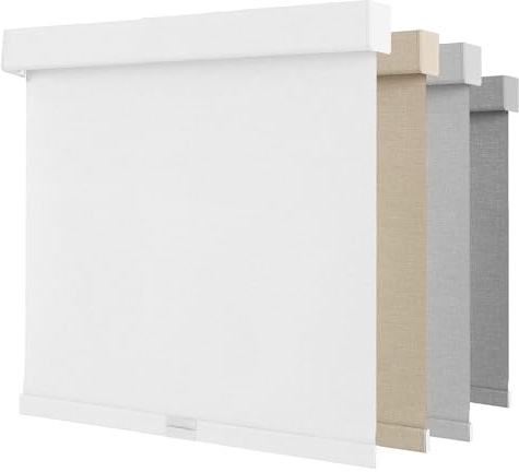 NUTRO CHILL Blackout Window Blinds Cordless, Spring System Window Shades with UV Protection Thermal Insulated Linen Fabric, Roller Blinds for Home Office(37''x72'', White)