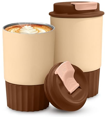 Tasse à café de voyage en acier inoxydable de 350 ml, tasse à café isotherme avec couvercle, anti-déversement, tasse à café isotherme portable, réutilisable pour bouteille d'eau chaude et froide