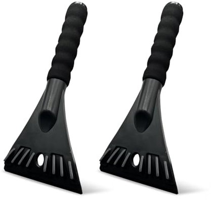 KUKKUME Eiskratzer Auto 2 Stück Scheibenkratzer schneekratzer Eiskratzer mit Schaumstoff Griff Autokratzer für Auto SUV Kleine Lastwagen Windschutzscheiben Seitenscheiben (Schwarz)