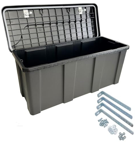 Abschließbarer Werkzeugkiste Werkzeugkasten für Anhänger, Kunststoff, mittelgroß, inkl. Befestigungsset für Karosserie