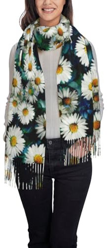Poadnly Mode Daisy, Großer weicher Kaschmir-Schal, Wickelschal, Fransenschal, leichte Stola, 197 x 72 cm