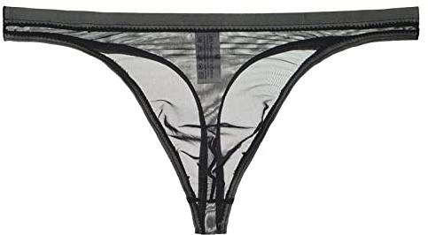 Slip de bain amusant string transparent pour homme en maille fine sous-vêtements sexy string ouvert, Noir , L