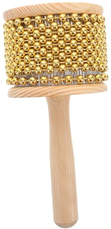 Toyvian African Cabasa Percussion Shaker Portable Musical Latin Instrument with Handle and Metal Beads for Jazz and Creative Play for Beginners and Professionals