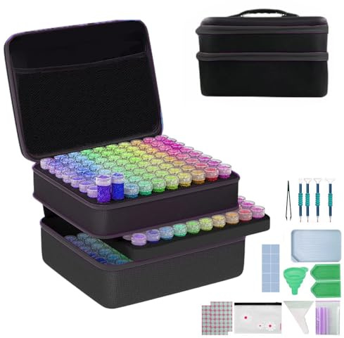 NEWFUN Rangement Diamond Painting, Diamond Painting Boîte de Rangement, 240 Pièces Diamond Painting Boîtes d'accessoires avec Valise Entonnoir