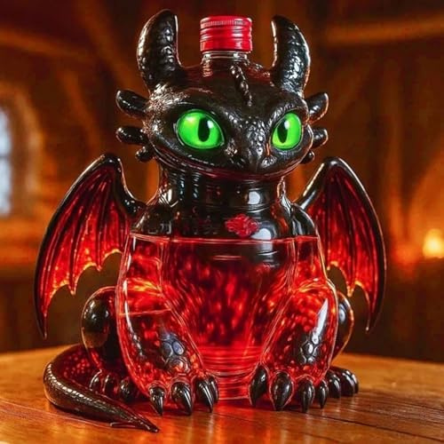 300 ml whiskykaraff skulptur staty - 3D flygande dinosaurie whiskykaraff, vinflaska med drakformad glasskulptur, heminredning(F)
