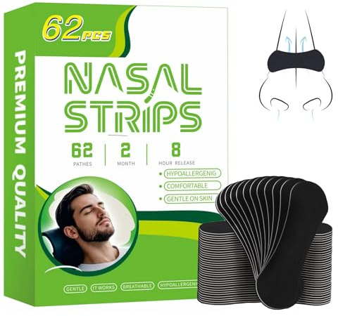Nose Strips, Nasal Strips for Sleeping (62 Pieces) - Anti Snoring Nose Strips for Breathing for Sleeping Stop Snoring Aids for Men Women Nose Breathing Strips, Reduce Snoring, Improve Sleep Quality